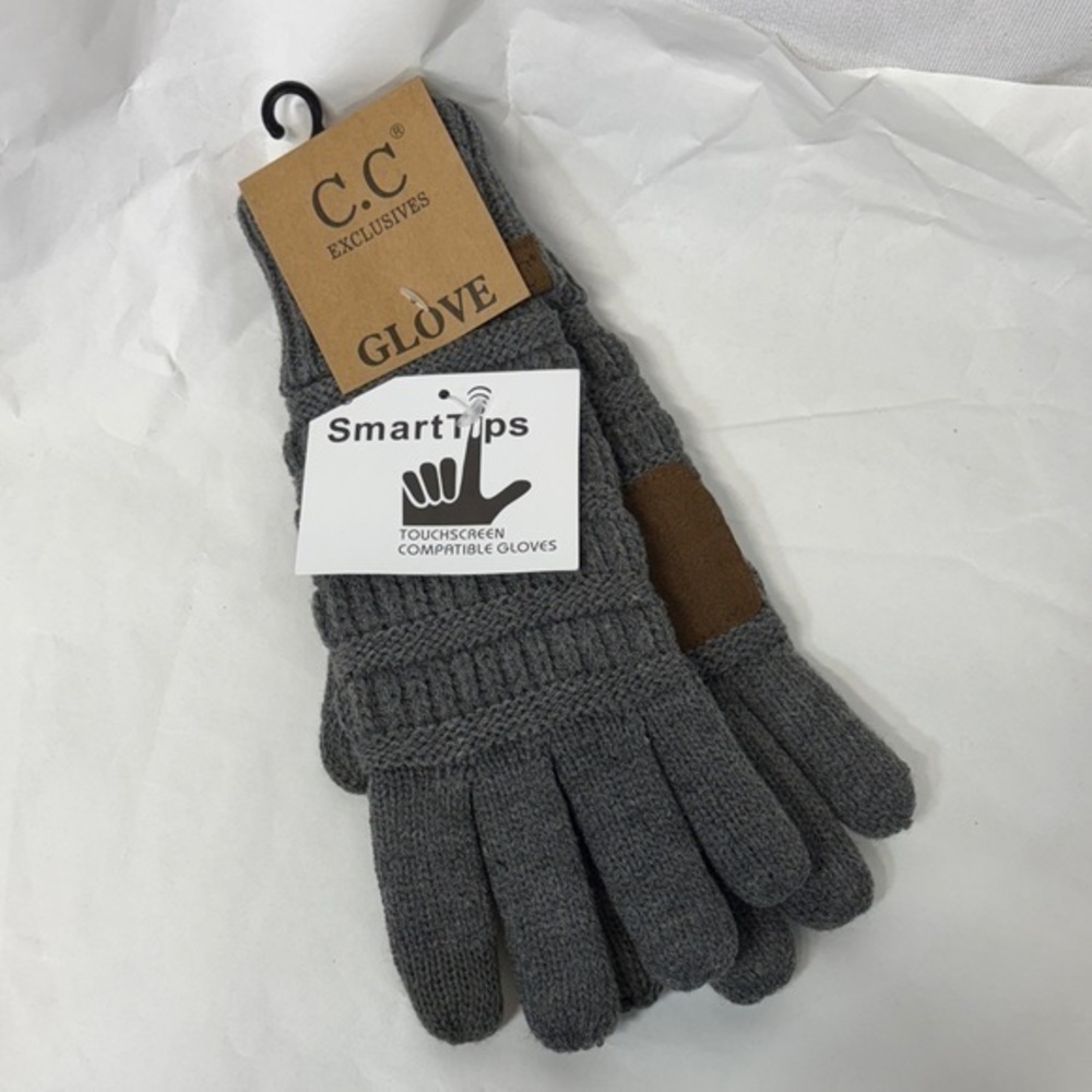 C.C Exclusives slate Gray smart tips Touchscreen compatible leather palm Gloves